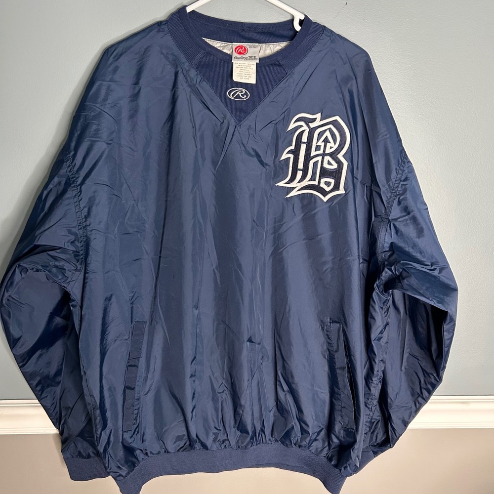 Rawlings Men's Navy Blue Pullover Windbreaker Jacket XL Large boerne baseball‎
